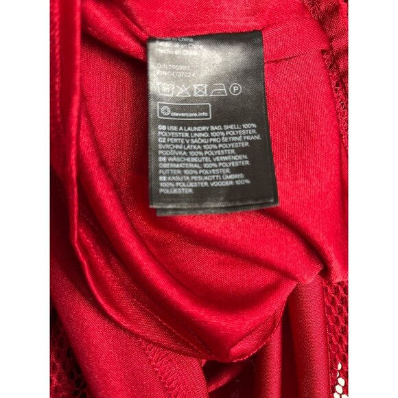 H&M Red Mesh Lace Flare Skater Mini Skirt Women’s Medium Holiday Party - Picture 4 of 8